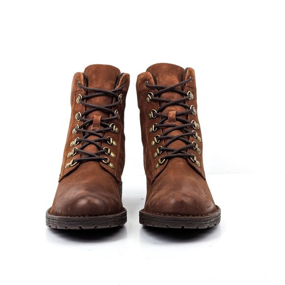 Born Women Codi Brown Leather Lace-up Waterproof Moto Combat Boots sz 9.5 - Picture 2 of 7